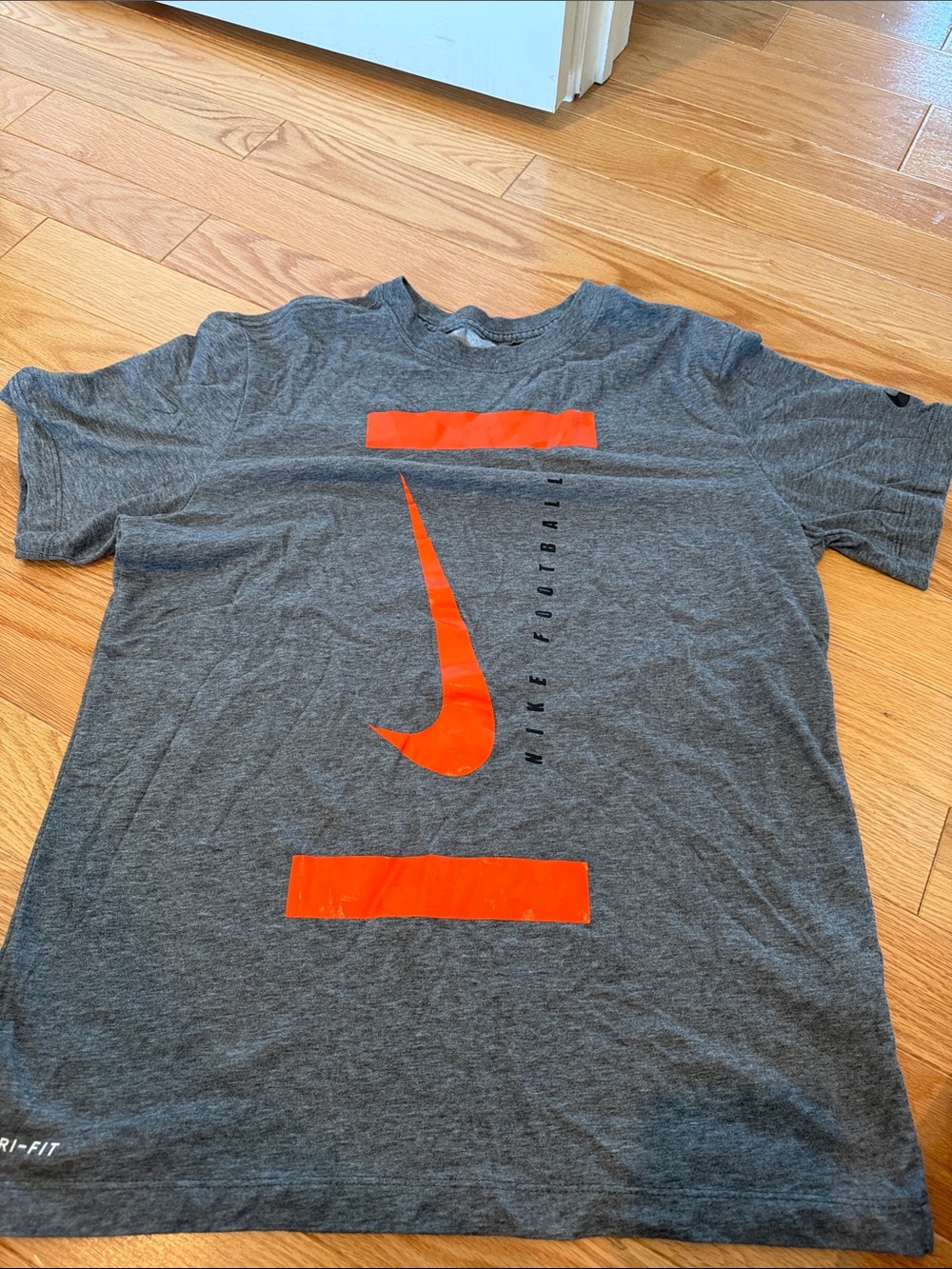 Nike Short-Sleeve Heather Gray Tee with Bright Orange Swoosh